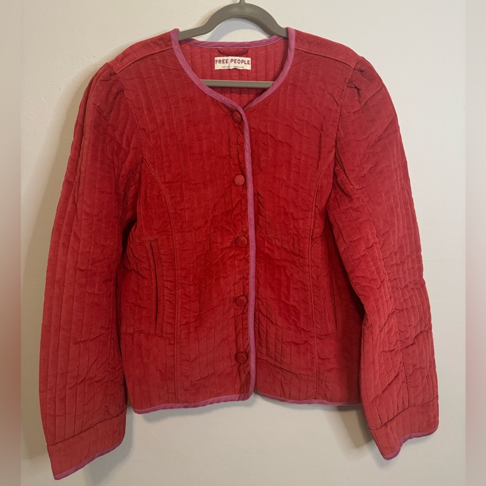 FREE PEOPLE Natalia Jacket in Sweet Heart Red Size XL